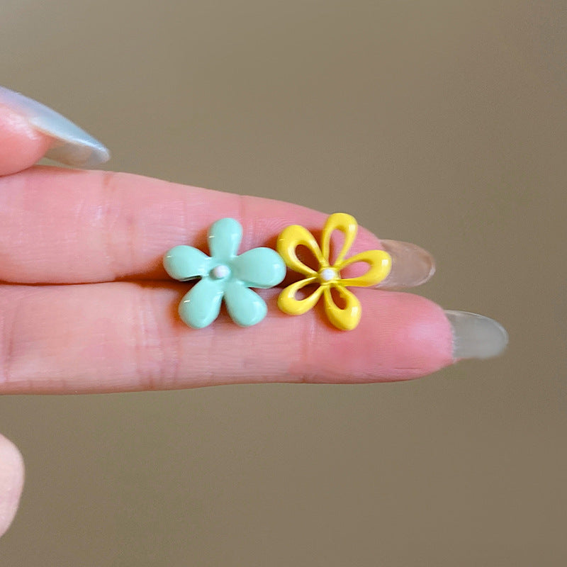 A2廠 韓國韓版鏤空撞色花朵銀針耳環 批發 折扣@洽客服 25.04.W4「HE26054」