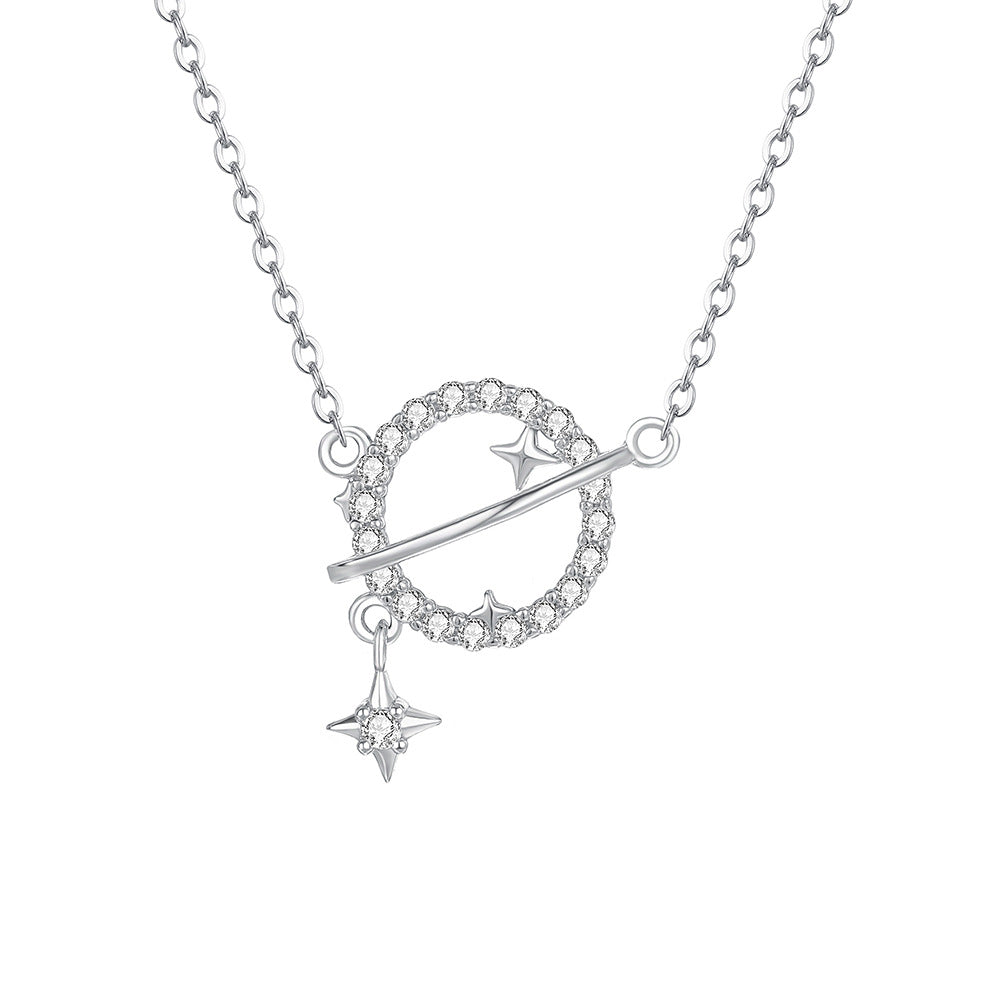 C廠 韓國韓版鏤空鋯石星球S999純銀項鍊 批發 折扣@洽客服 26.01.W1「A4777」