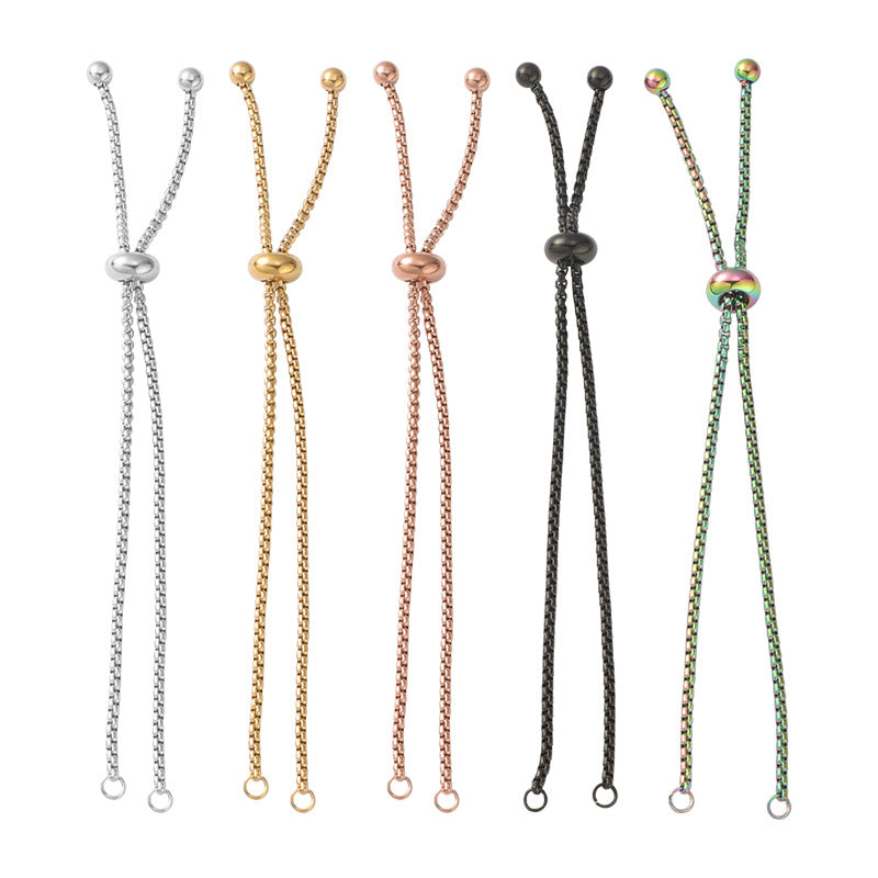 现货胶珠手链 bolo bracelet不锈钢珍珠链手链可调节DIY个性手链
