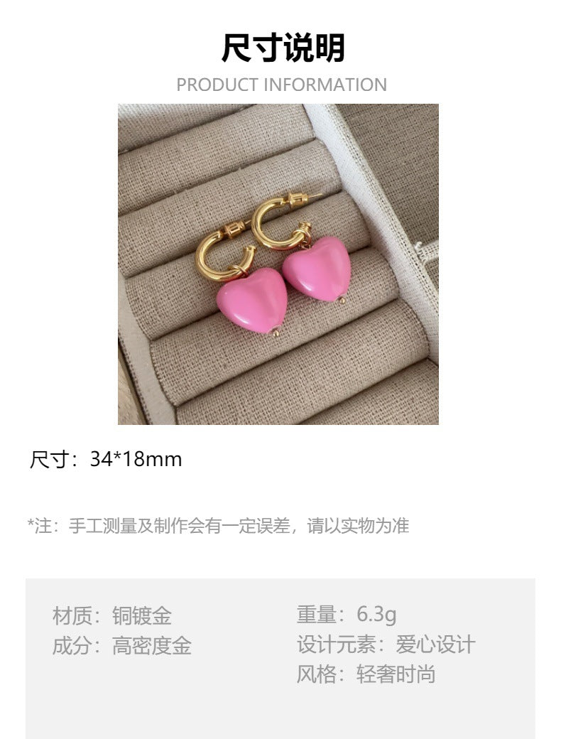 B廠 可愛粉紅愛心銅鍍22K金耳環「ER1622」24.04.W4 批發折扣@洽客服