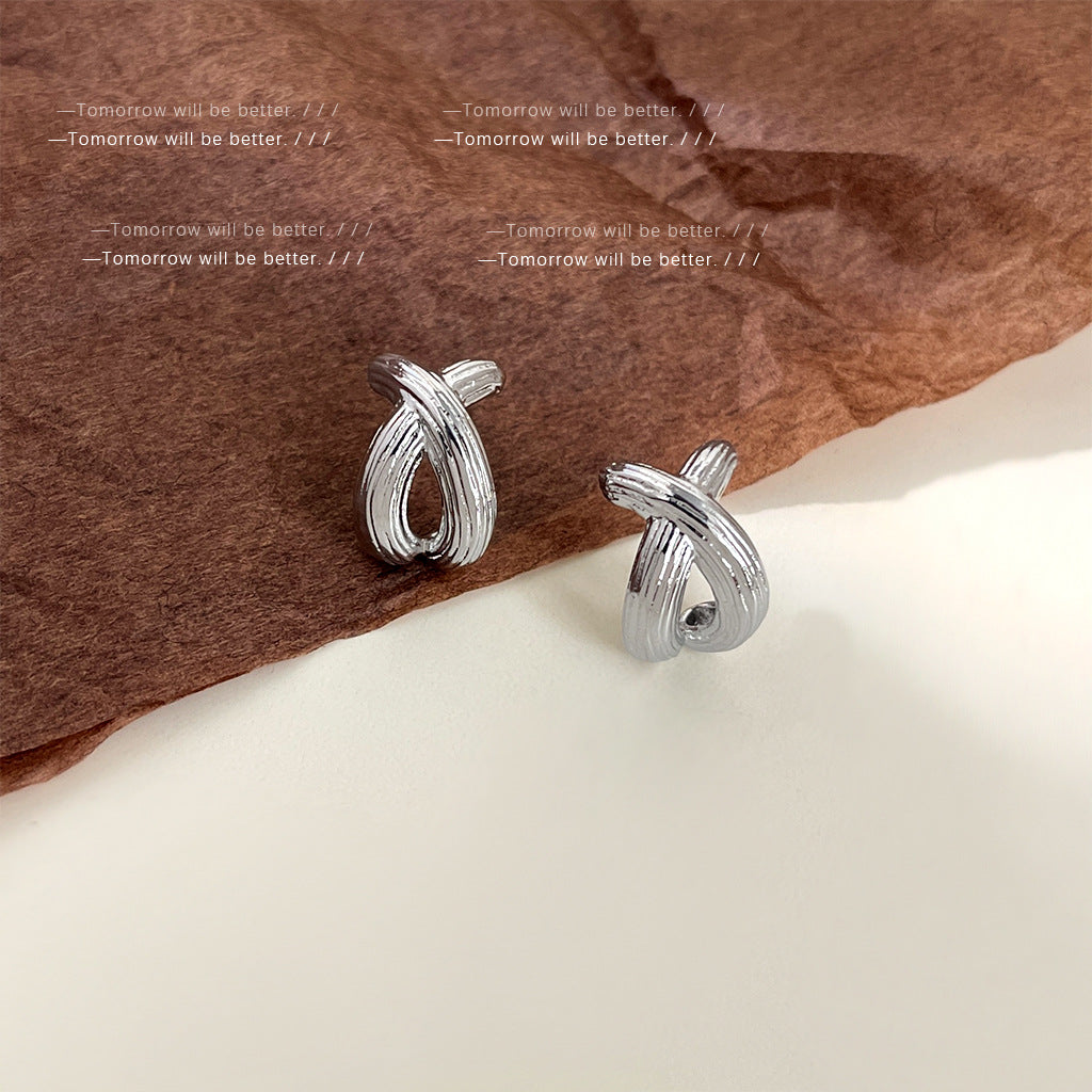 A廠 日韓簡約交叉銀針耳環 批發 折扣@洽客服 25.12.W3「4664-4665」