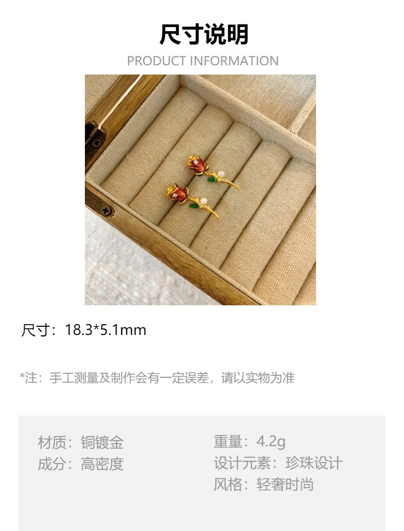 B廠 玫瑰的故事~珍珠氣質銅鍍22K金耳環「ER1848」24.07.W3 批發折扣@洽客服