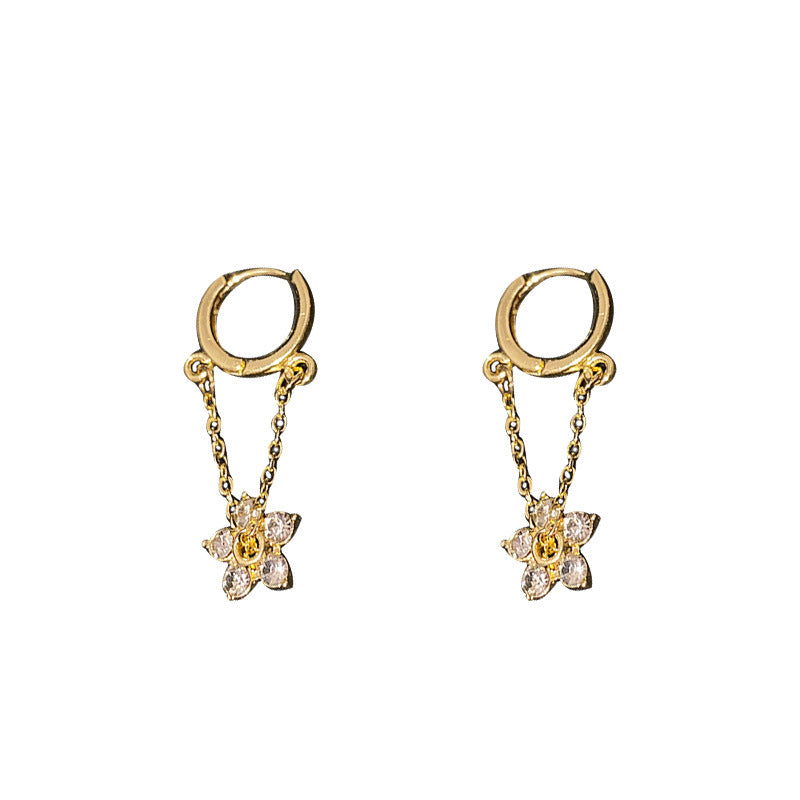 A2廠 韓國韓版時尚鑲鑽花朵銀針耳環「HE5371」25.01.W4 批發折扣@洽客服