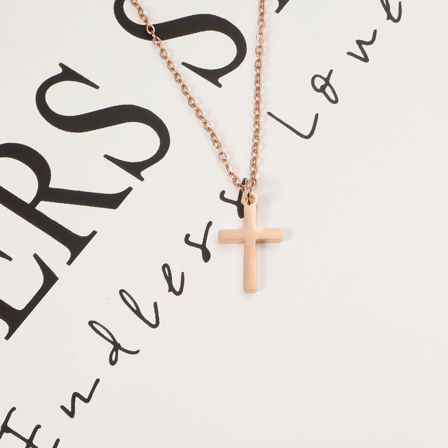 欧美时尚个性十字架项链不锈钢嘻哈简约男士链条情侣百搭休闲风