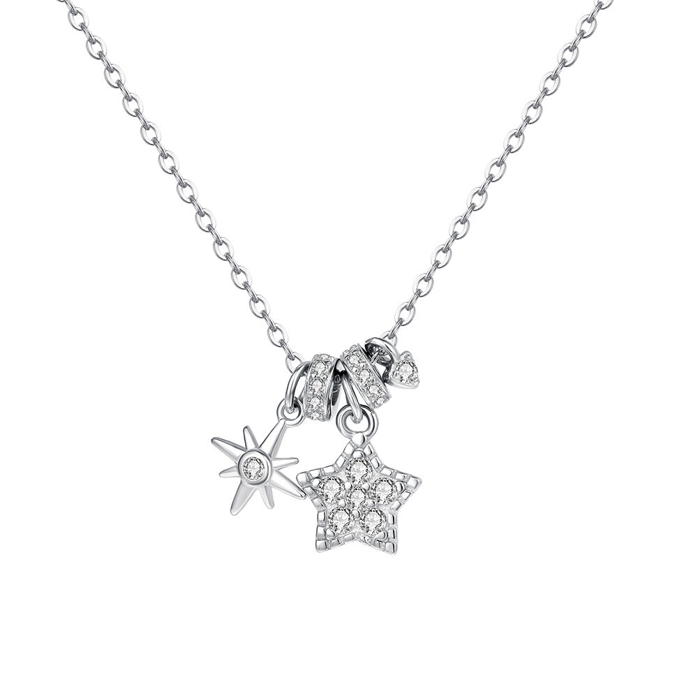 C廠 韓國韓版微鑲五角星S925純銀項鍊 批發 折扣@洽客服 25.11.W1「A4530」