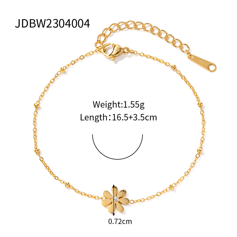 B廠 歐美款小鈴蘭花鈦鋼鍍18K金手鍊「JDBW2304004」24.10.W3 批發折扣@洽客服