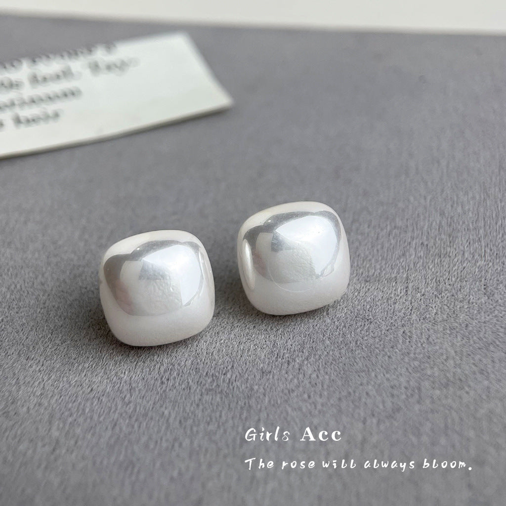 A廠 銅|日韓款立體方形珍珠銀針耳環 批發 折扣@洽客服 26.02.W3「5869-5872」