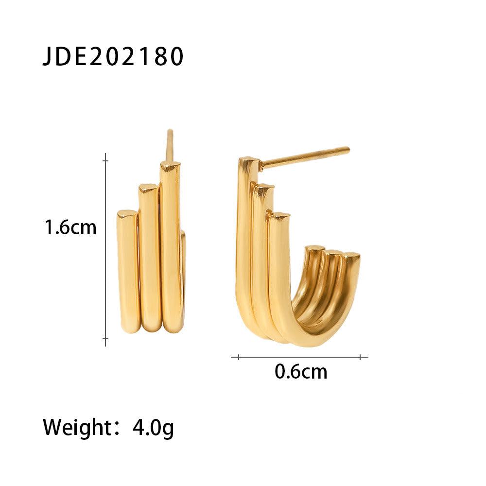 B廠 歐美款ART DECO 鈦鋼鍍18K金 耳環「JDE202180」24.10.W3 批發折扣@洽客服