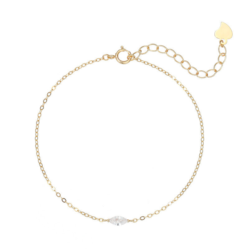 C廠 馬眼單鑽S925純銀鍍14K金手鍊批發 折扣@洽客服 26.07.W4「BRS3887」
