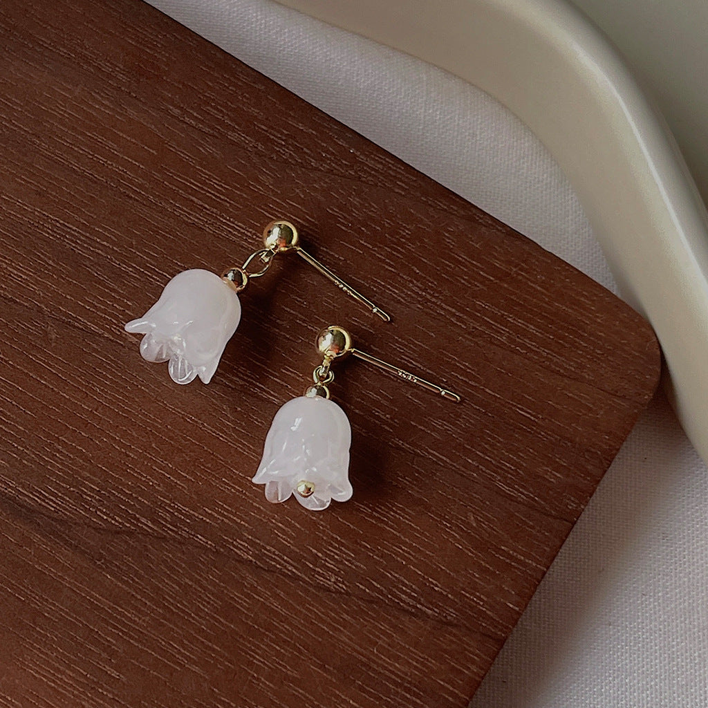 A廠 日韓琉璃花朵鬱金香銀針耳環批發 折扣@洽客服 26.03.W3「C-972」