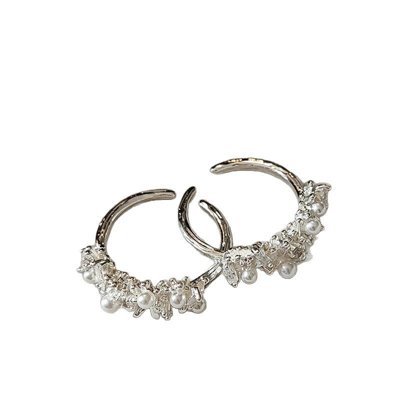 A2廠 韓國韓版重工設計感鋯石珍珠開口戒指 批發 折扣@洽客服 25.12.W1「HR2826」