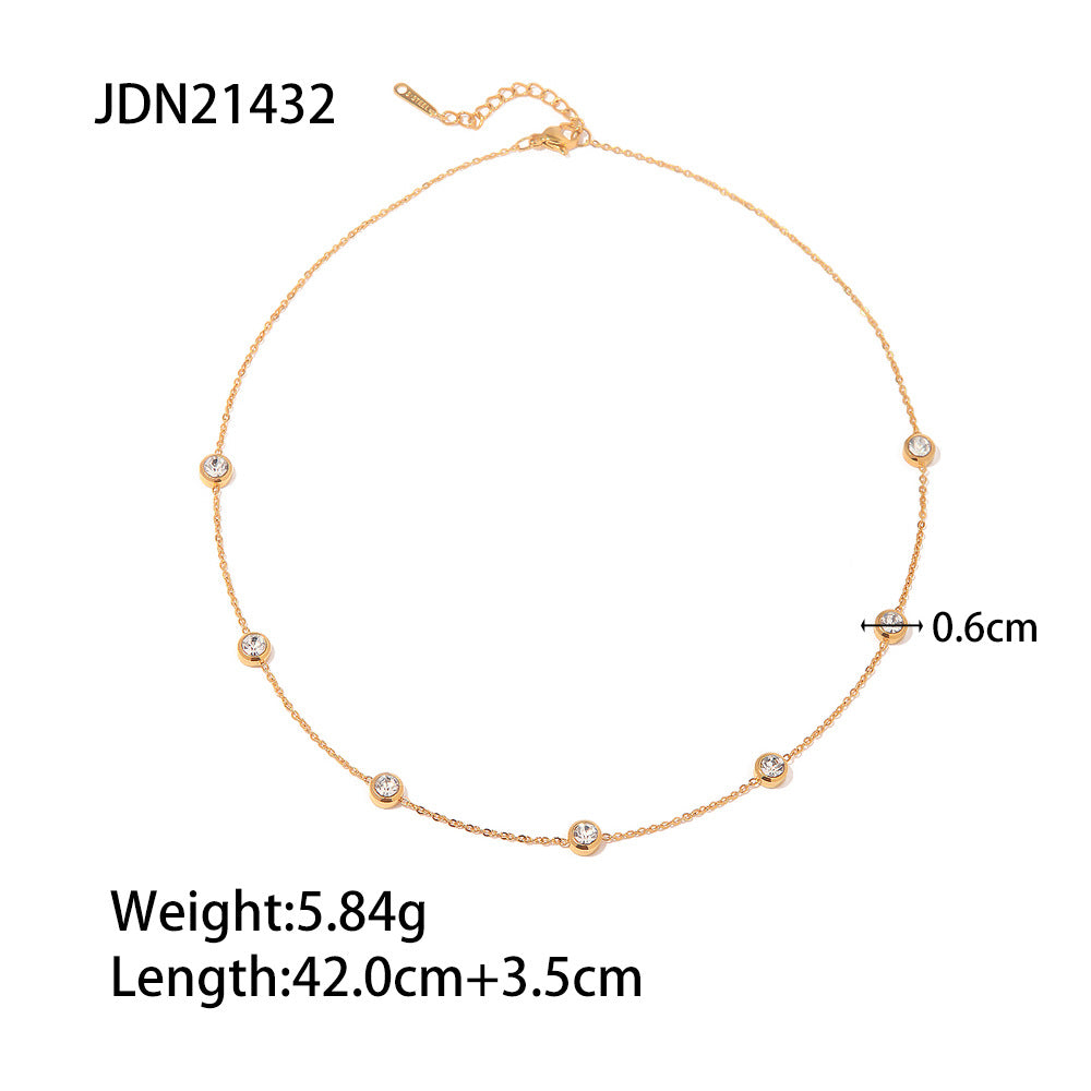 B廠 歐美款圓形鋯石鈦鋼鍍18K金項鍊手鍊「JDN21432」24.10.W3 批發折扣@洽客服
