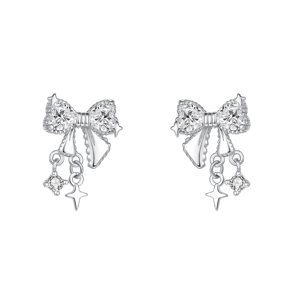C廠 韓國韓版鋯石蝴蝶結S999純銀耳環 批發 折扣@洽客服 25.11.W3「E4162」