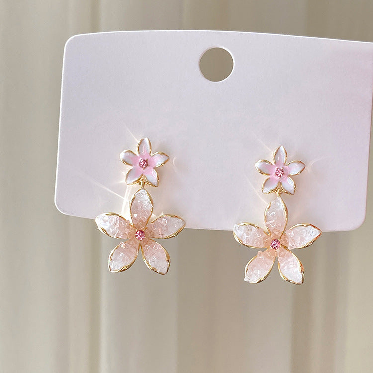 A2廠 韓國韓版鑲水晶粉紅花朵耳環 批發 折扣@洽客服 25.03.W4「HE25018」