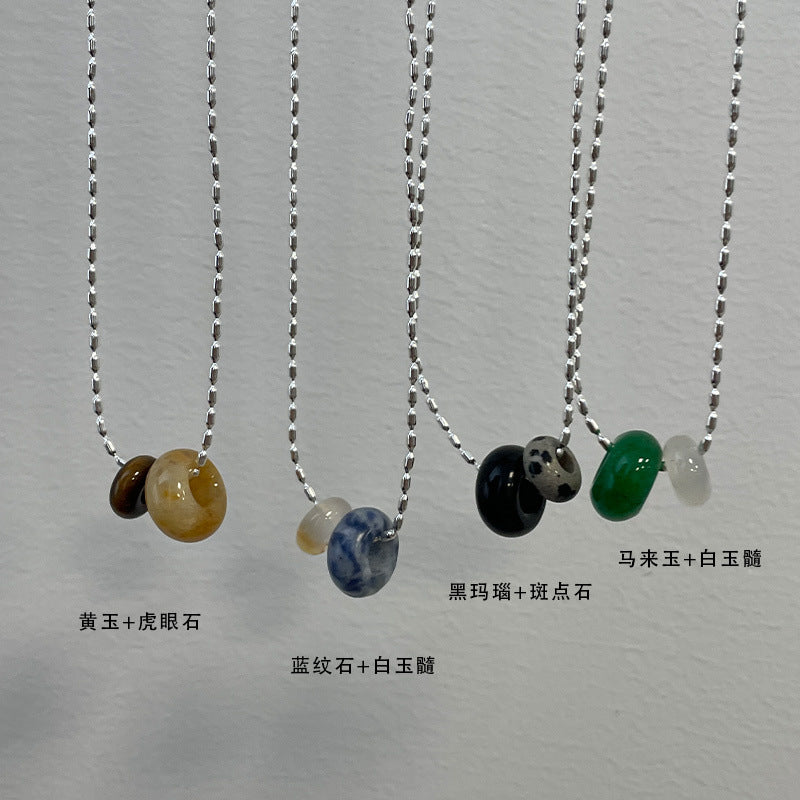 C2廠 韓國韓版撞色天然石甜甜圈S925純銀項鍊「SN3388」 24.11.W5 批發折扣@洽客服