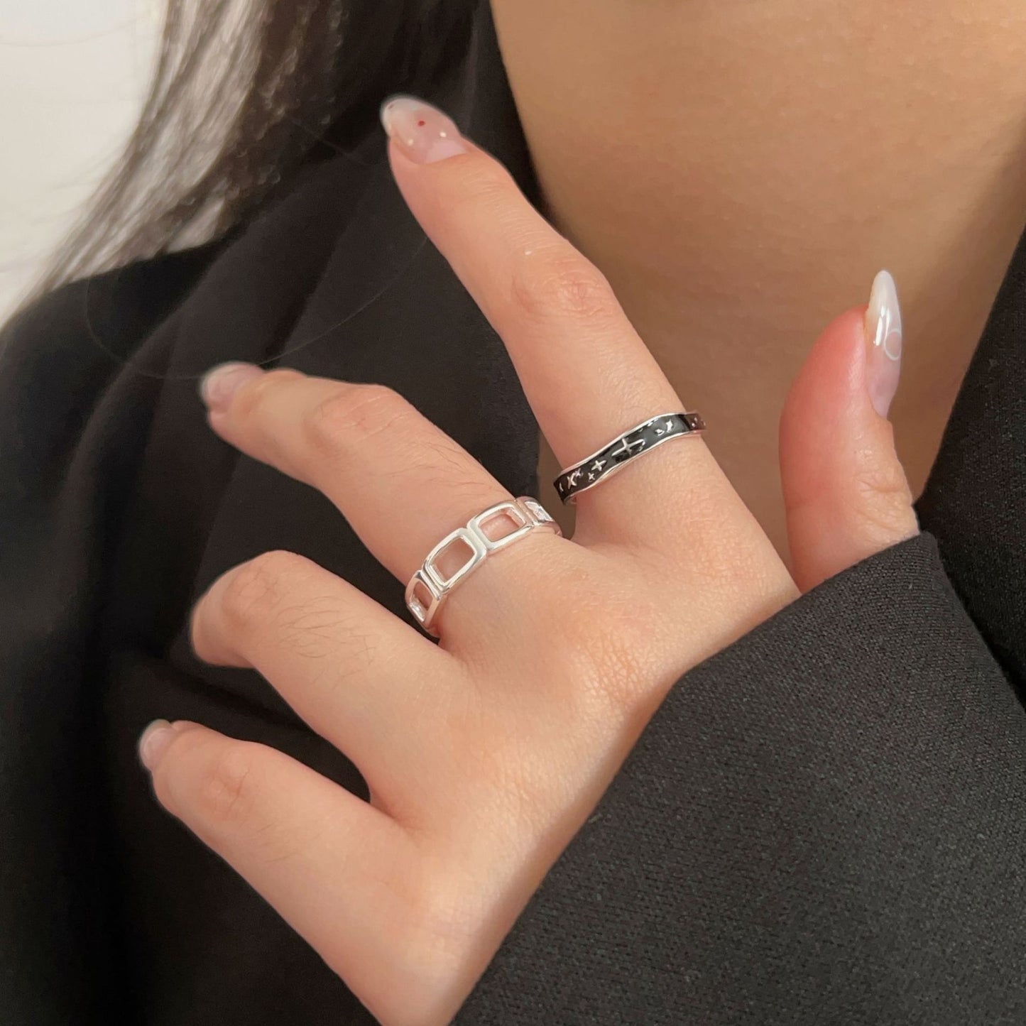 C3廠 韓國韓版幾何滴釉S925純銀戒指 批發 折扣@洽客服 25.11.W1「hjz306 hjz308」