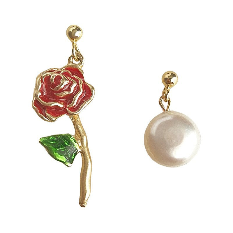 A廠 日韓款 復古玫瑰花淡水珍珠銀針耳環 批發 折扣@洽客服 25.11.W1「5067」