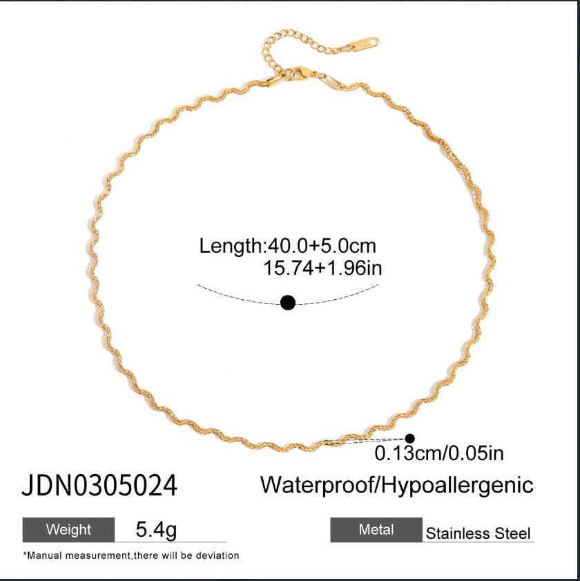 B廠 歐美款 淡水珍珠迴紋針 鈦鋼鍍18K金項鍊「JDN0308009 JDN0305024」批發 折扣@洽客服 25.10.W5