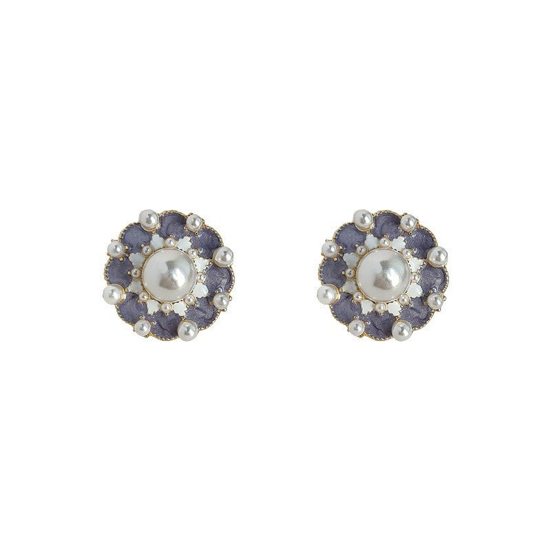 A2廠 日韓款復古油畫感花卉滴油銀針耳環 批發 折扣@洽客服 25.12.W1「B-439」