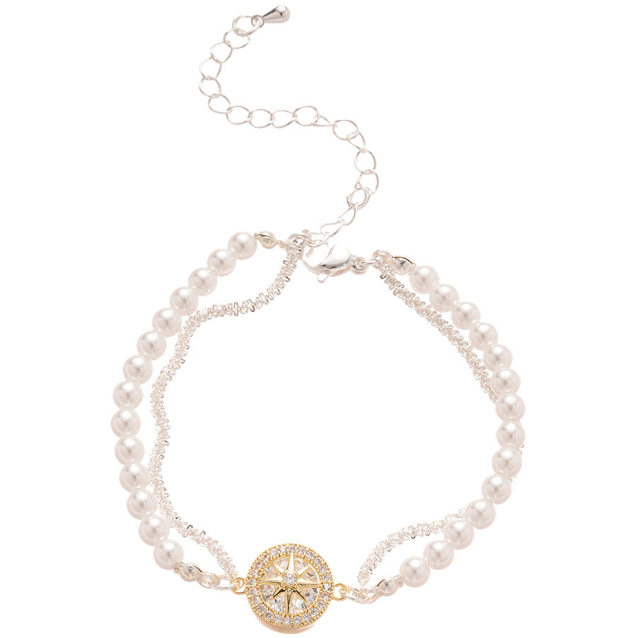 A2廠 韓國韓版珍珠芒星吊墜雙層手鍊 批發 折扣@洽客服 25.10.W3「HB4588」