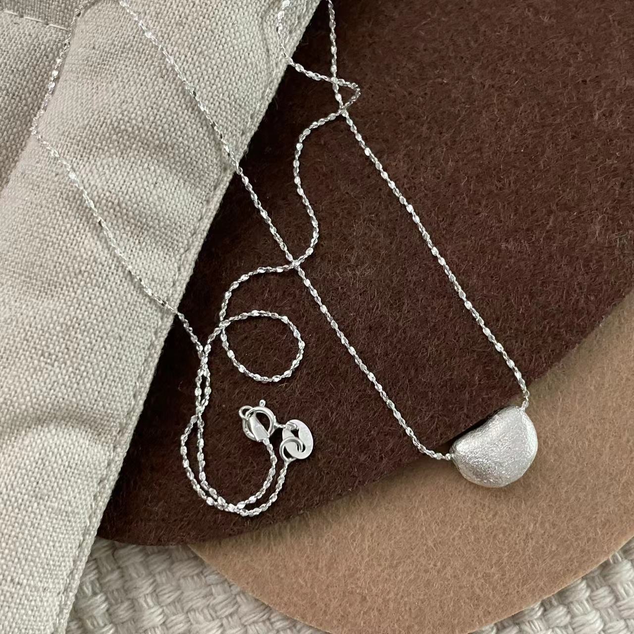 C2廠 韓國韓版拉絲隨形愛心S925純銀項鍊 批發 折扣@洽客服 25.11.W3「SN3416」