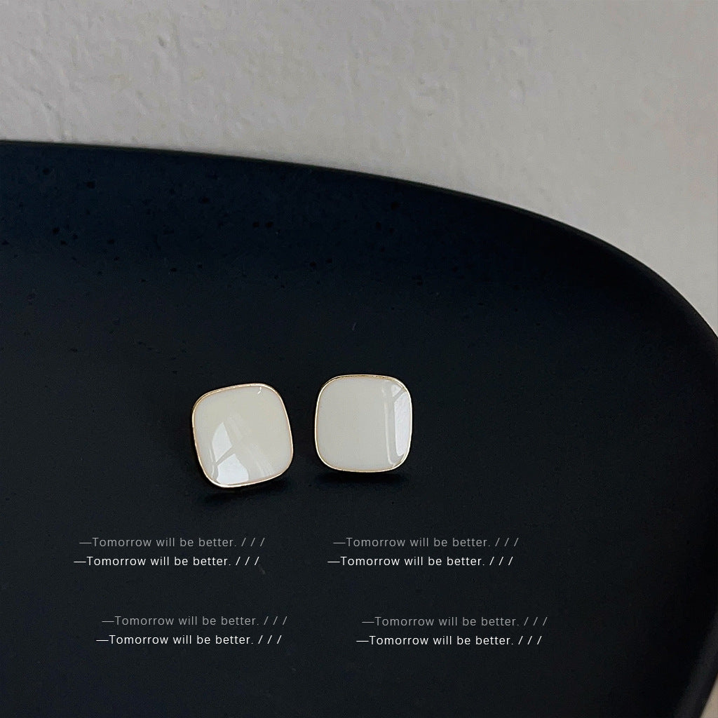 A廠 環保銅|韓系氣質紅色滴油方形銀針耳環 批發 折扣@洽客服 26.01.W4「A872-A873」