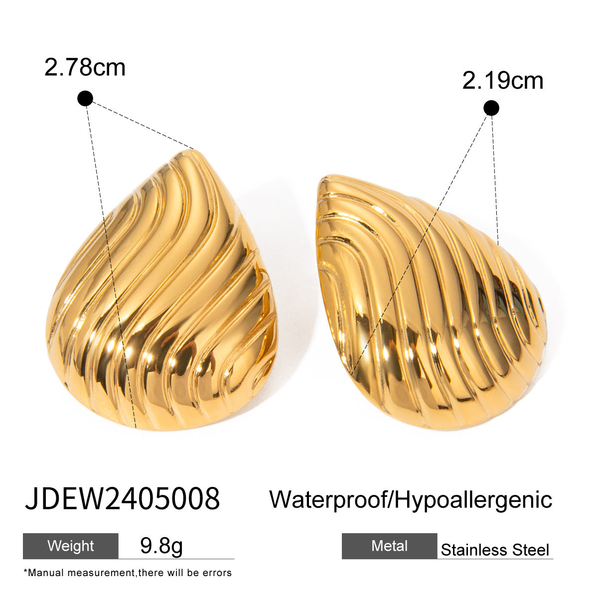 B廠 歐美款 EMALINE 不鏽鋼鍍18K金耳環「JDEW2405008,JDEW2405008-S」24.10.W1 批發折扣@洽客服
