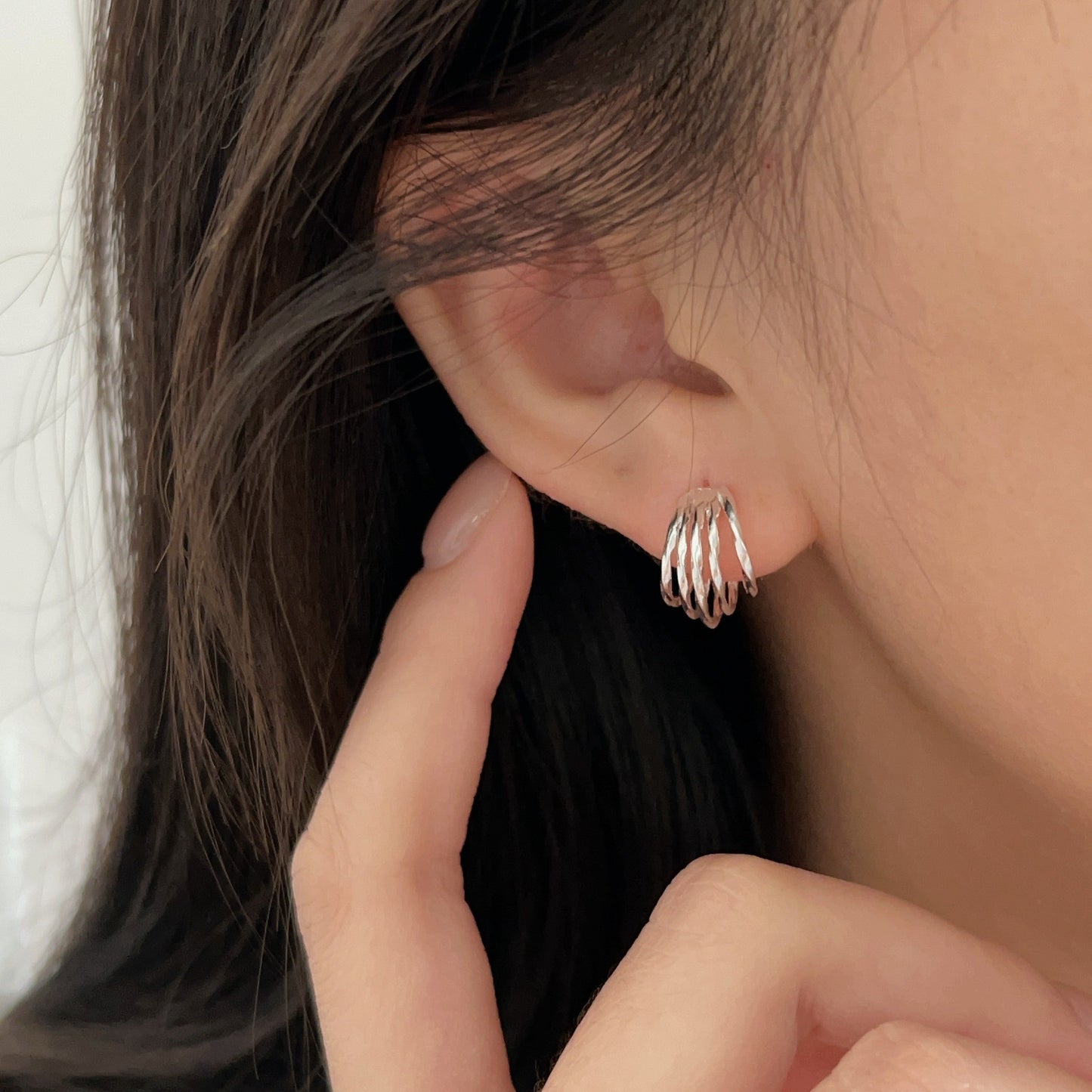 C3廠 韓國韓版S925純銀|幾何多層C型耳環 批發 折扣@洽客服 26.02.W3「ES162」