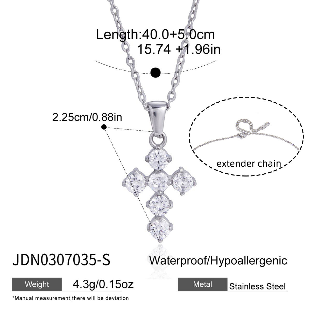 B廠 歐美款鋯石十字架鈦鋼鍍18K金項鍊批發 折扣@洽客服 26.03.W2「JDN0307035」
