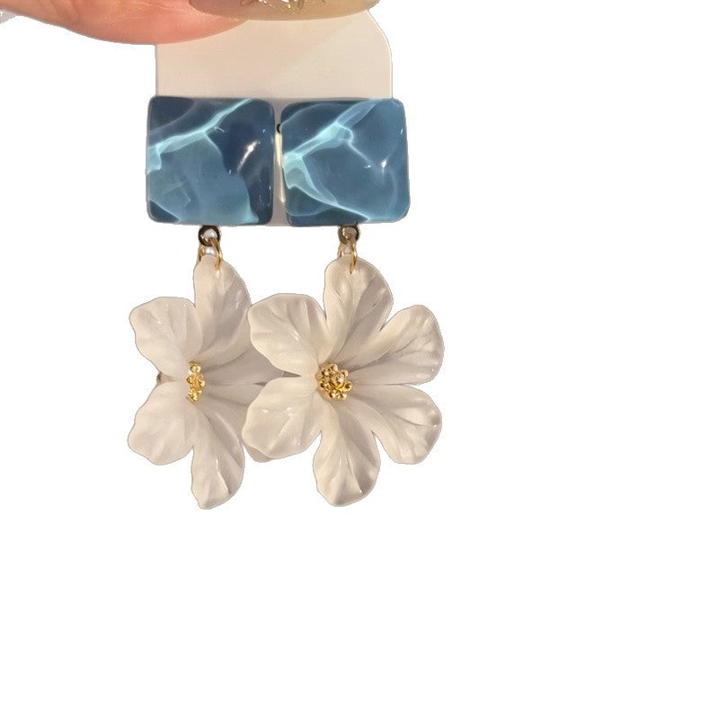 A2廠 韓國韓版壓克力方形花朵銀針耳環批發 折扣@洽客服 26.03.W4「HE31335」