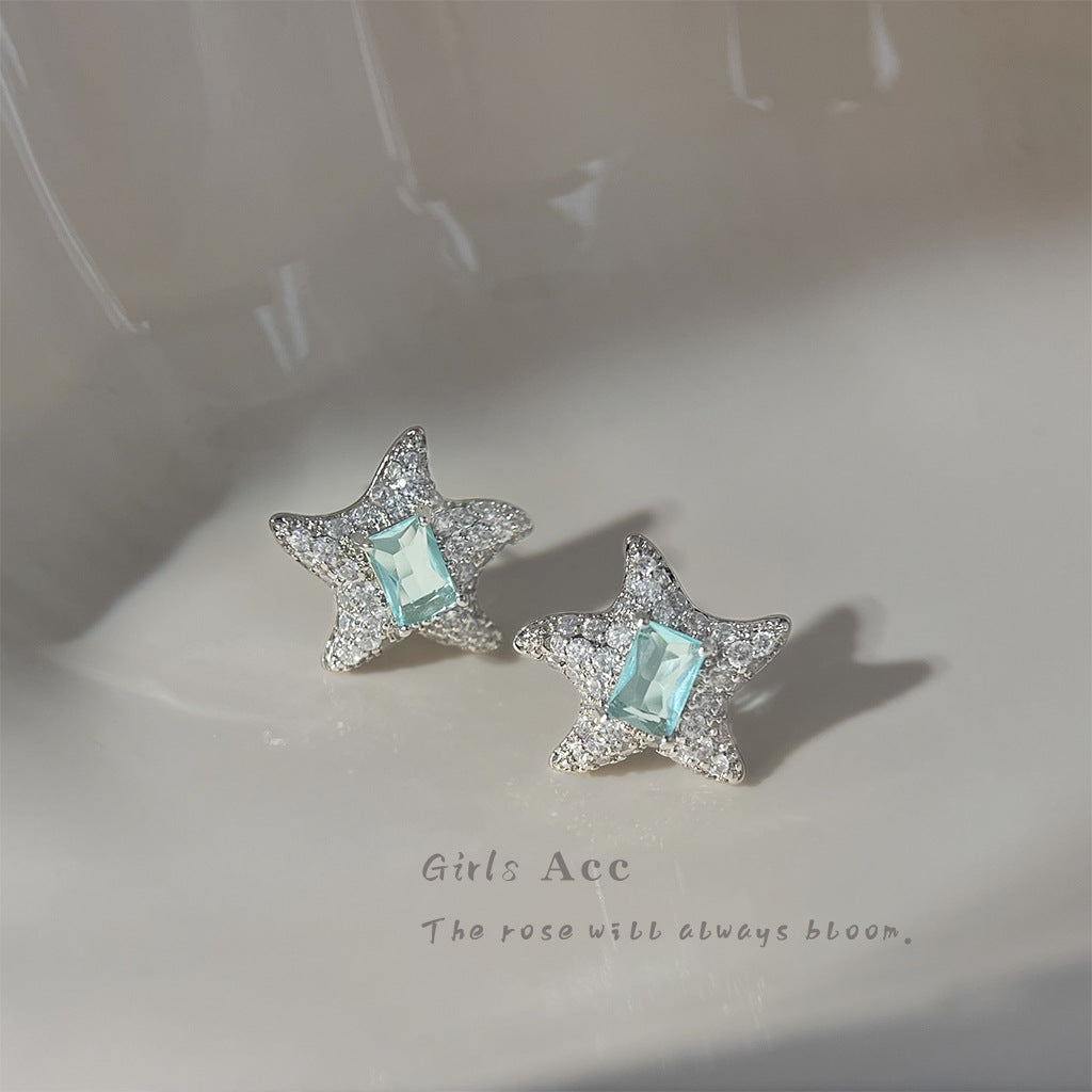 A廠 日韓系海星滿鑽鋯石銀針耳環「5035-5036」24.11.W4 批發折扣@洽客服