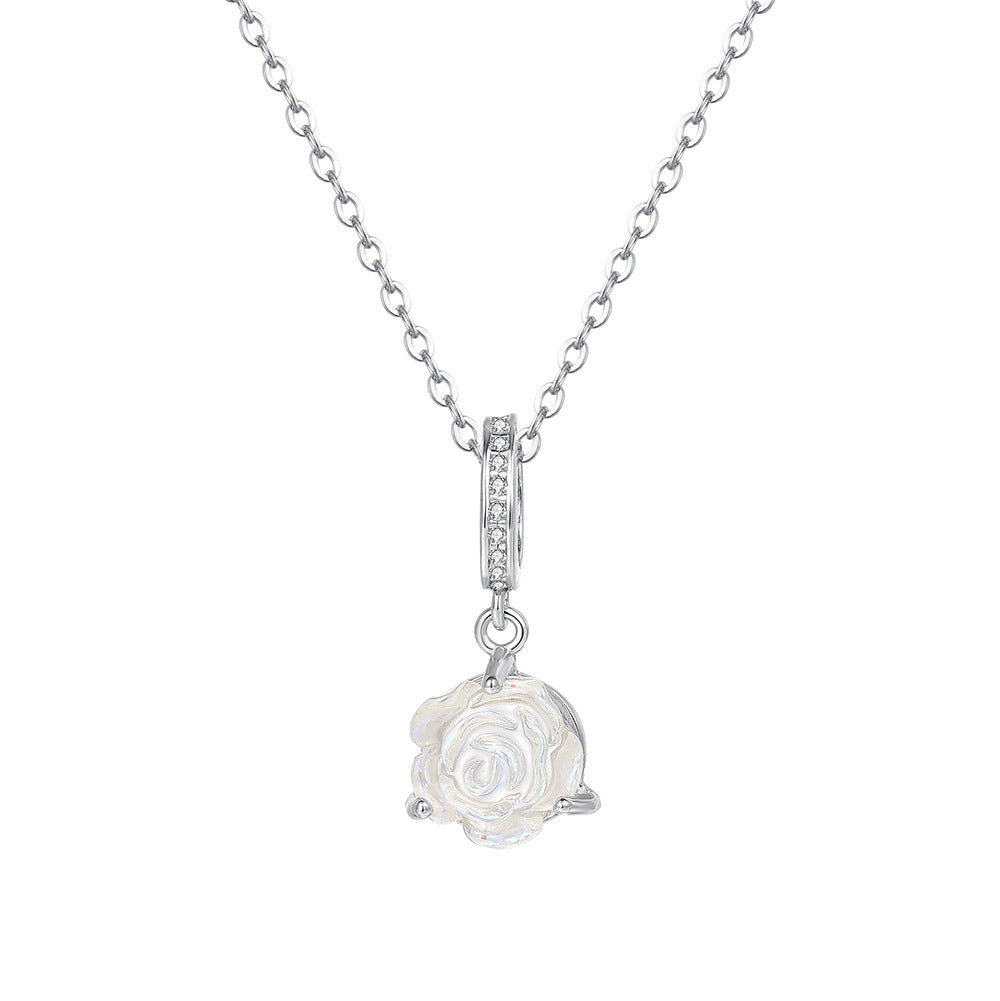 C廠 韓國韓版幻彩玫瑰花S999純銀項鍊 批發 折扣@洽客服 25.11.W3「A3751」