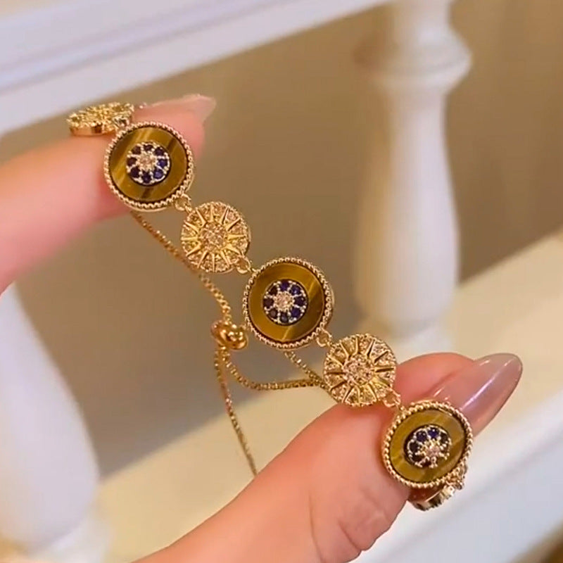 A2廠 韓國韓版幸運輪虎眼石電鍍18k真金手鍊 批發 折扣@洽客服 25.11.W3「WB1714」