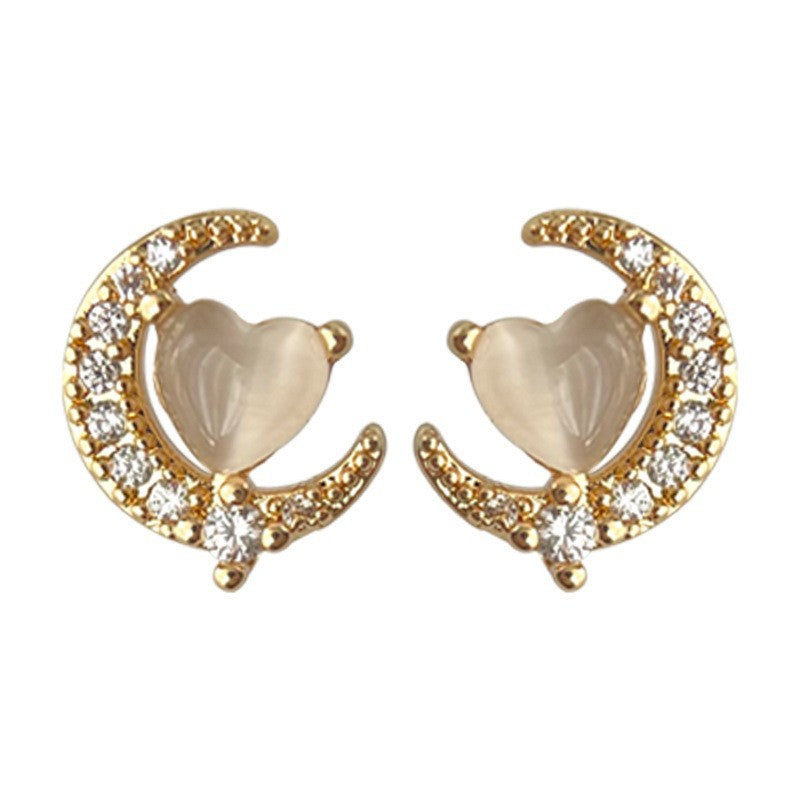 A2廠 日韓款氣質月亮玻璃貓眼石銀針耳環 批發 折扣@洽客服 25.12.W1「4408」