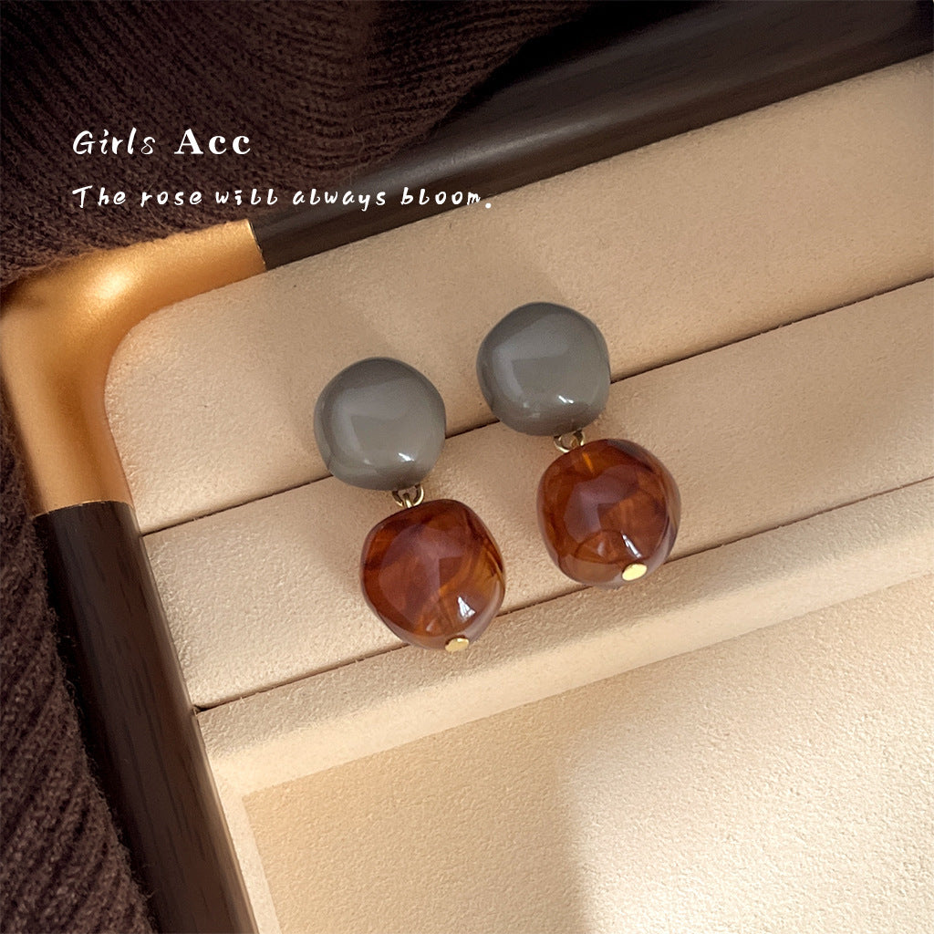 A廠 韓系咖色暈染銀針耳環 批發 折扣@洽客服 25.02.W3「B-480 B-481」