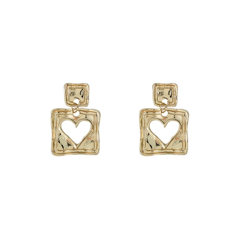 A廠 韓系方形鏤空愛心銀針耳環 批發 折扣@洽客服 25.04.W2「670」