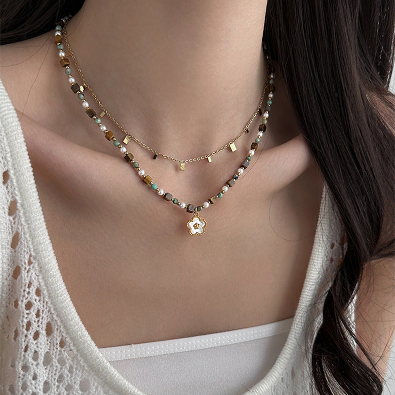 A2廠 韓國韓版鈦鋼珍珠花朵項鍊 批發 折扣@洽客服 25.11.W3「WN792」