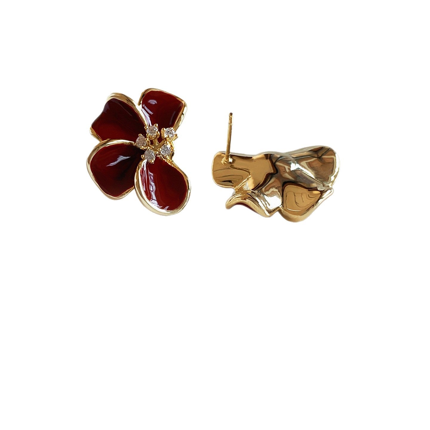 A2廠 韓國韓版滴油花朵電鍍18K真金銀針耳環 批發 折扣@洽客服 25.12.W1「WE5277」