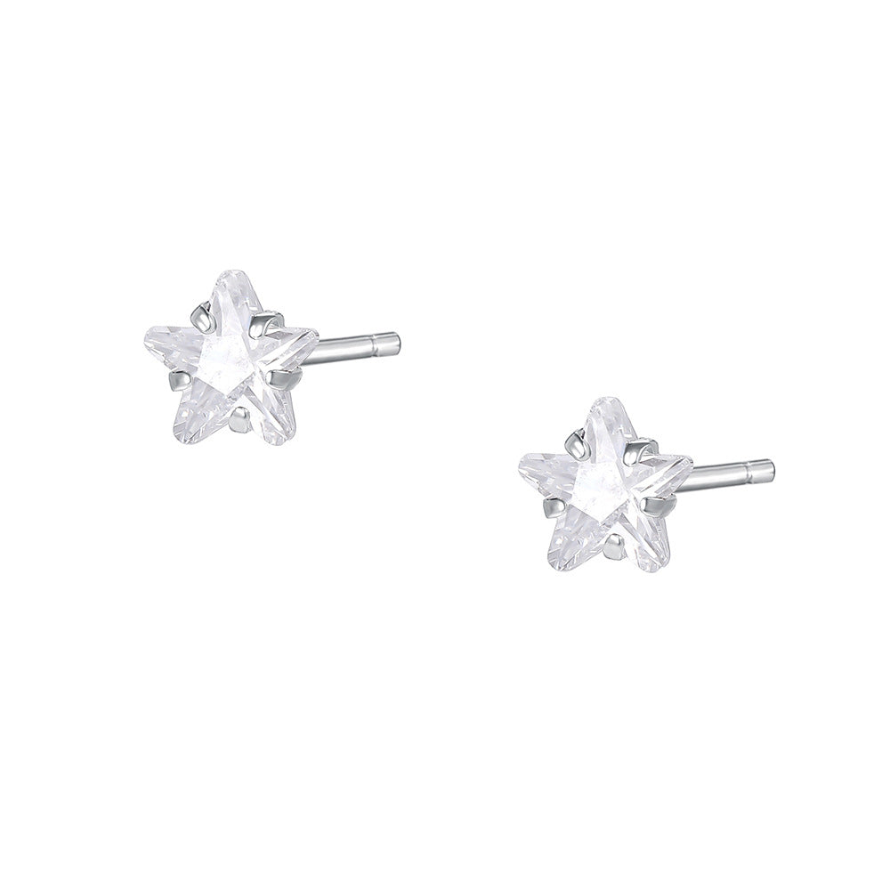 C廠 韓國韓版養耳洞~四爪鋯石星星999純銀耳環 批發 折扣@洽客服 25.11.W3「E3512」