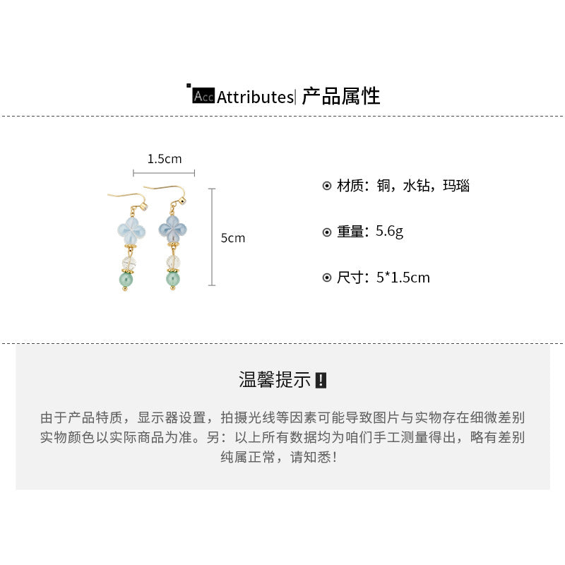 A2廠 韓國韓版清心白玉瑪瑙花朵耳環批發 折扣@洽客服 26.05.W2「HE32820」