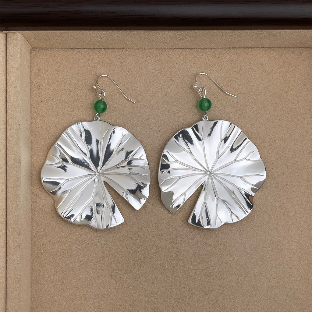 A廠 日韓款 文藝復古新中式荷葉銀針耳環 批發 折扣@洽客服 25.11.W2「6025」