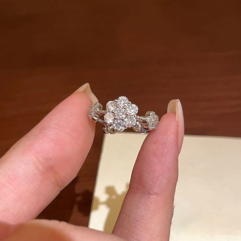 A2廠 韓國韓版鋯石花開口銅鍍14K金戒指「HR2421HR2441」