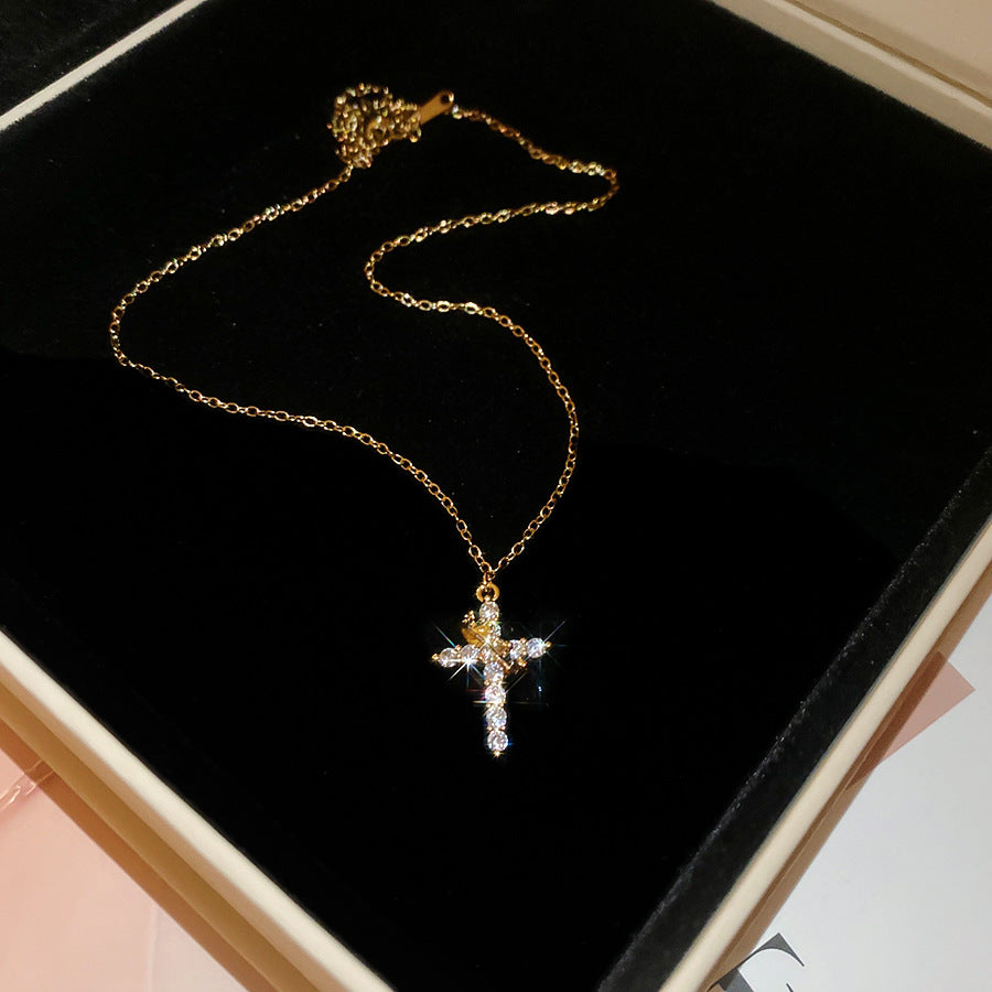 A2廠 韓國韓版鋯石十字架吊墜項鍊 批發 折扣@洽客服 25.10.W5「TN136」