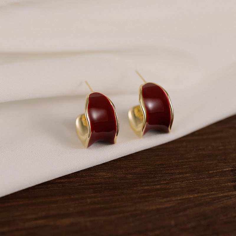 A2廠 韓國韓版滴油C形凹面電鍍18K真金銀針耳環 批發 折扣@洽客服 25.10.W5「WE4871」