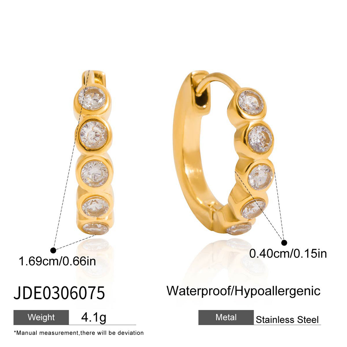 B廠 歐美款 鋯石鈦鋼 鈦鋼鍍18K金耳環 批發 折扣@洽客服 25.10.W5「JDE0306075 JDE0306077」