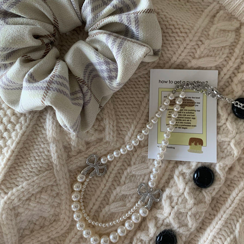 A2廠 韓國韓版雙層蝴蝶結珍珠項鍊 批發 折扣@洽客服 25.03.W3「WN565」