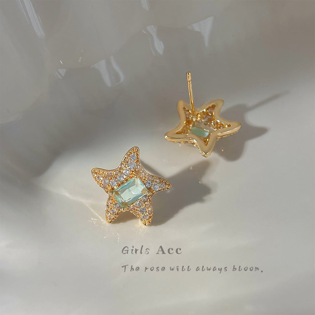 A廠 日韓系海星滿鑽鋯石銀針耳環「5035-5036」24.11.W4 批發折扣@洽客服