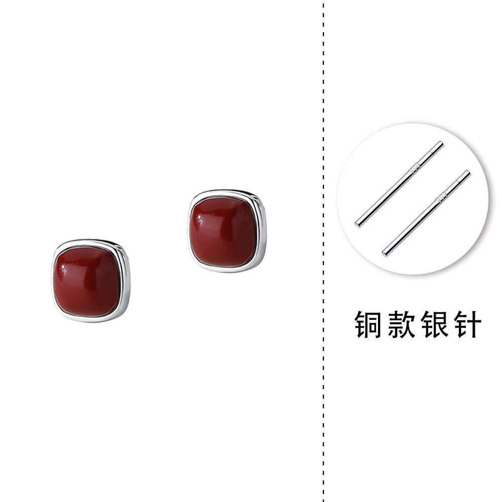 C廠 韓系南紅松石紅砂痣s925純銀耳環批發 折扣@洽客服 26.10.W4「E2615」
