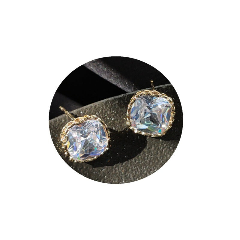 A廠 日韓款 幾何方形鋯石銀針耳環 批發 折扣@洽客服 25.11.W1「A139」