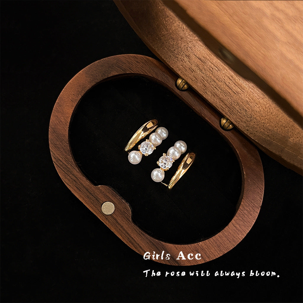 A廠 韓系小香風雙排鋯石珍珠銀針耳環「5197」25.01.W4 批發折扣@洽客服